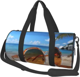 Summer glasses and beach Travel Duffle Bag for Men Women Sport Gym Bag Foldable Weekender Bag Carry on Overnight Bag for Travel Swimming Basketball