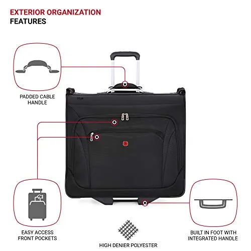 SwissGear Premium Rolling Garment Bag, With Hanging Feature