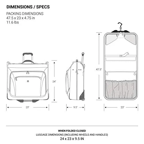 SwissGear Premium Rolling Garment Bag, With Hanging Feature