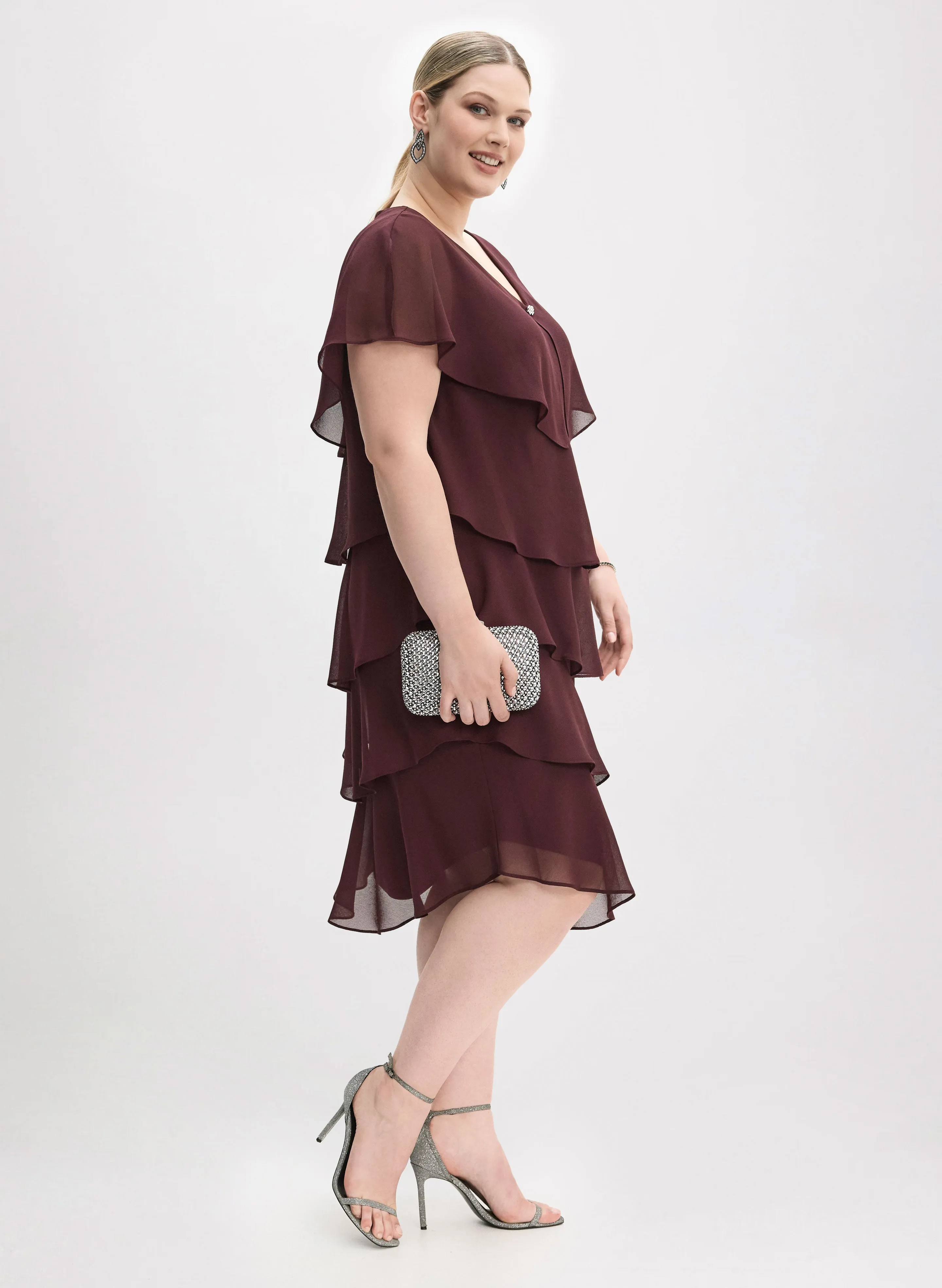 Tiered Crystal Bow Embellished Dress