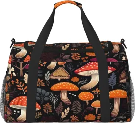 Travel Duffel Bag For Men Women, Autumn Plants Leaves Forest Mushrooms Carry On Sport Gym Bag With Shoulder Strap Lightweight Waterproof Weekender Bag Overnight Bag
