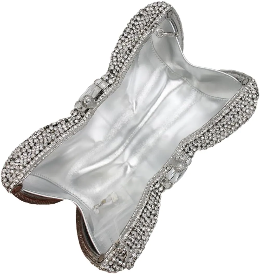UMREN Womens Elegant Butterfly Rhinestone Evening Bags Luxury Crystal Clutch Wedding Party Cocktail Handbag Purse