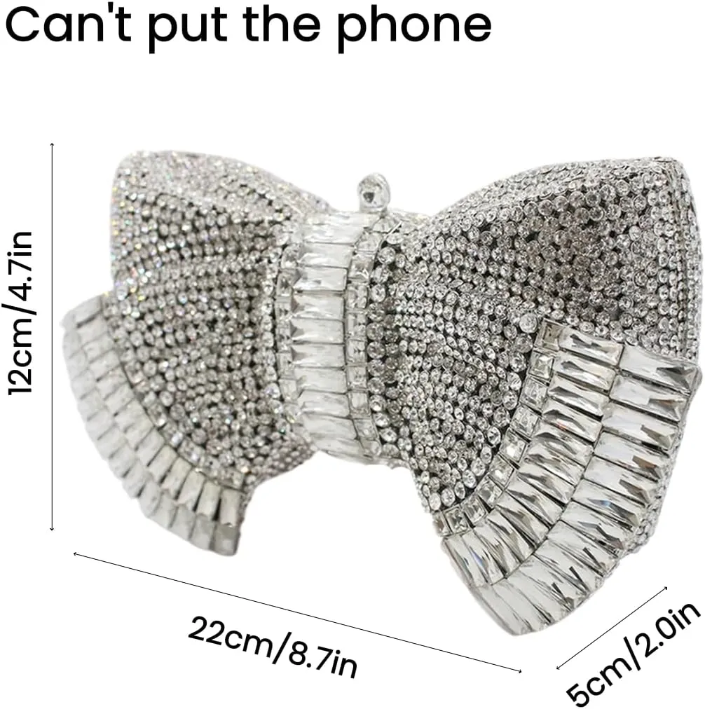 UMREN Womens Elegant Butterfly Rhinestone Evening Bags Luxury Crystal Clutch Wedding Party Cocktail Handbag Purse