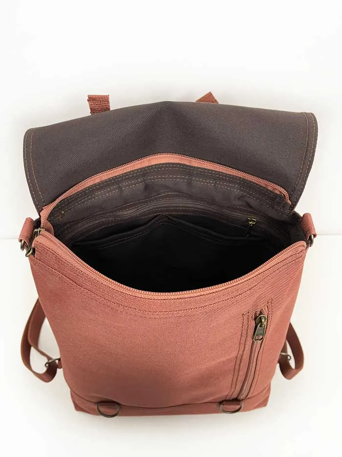 Unique flower pattern backpack, multifunctional top handle travel school bag