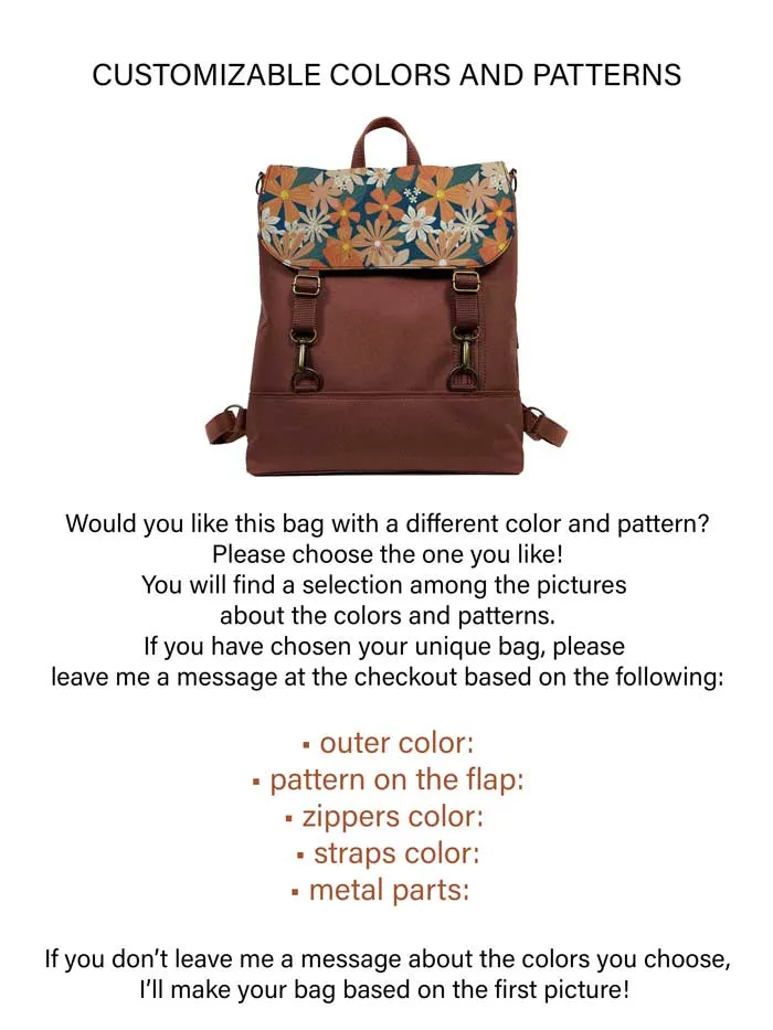Unique flower pattern backpack, multifunctional top handle travel school bag