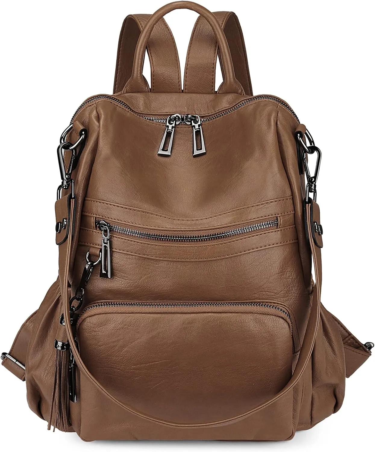 Uromee Travel Backpack Purse for Women Vegan Leather Ladies Fashion Tassel Shoulder Bag Convertible
