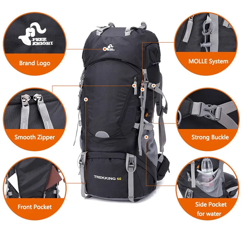 Waterproof Hiking Backpack for Women & Men - Outdoor Trekking, Camping, Hunting with Rain Cover