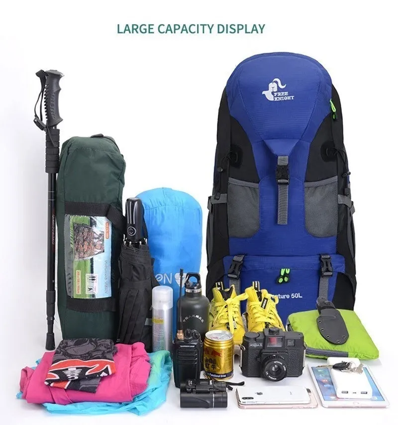 Waterproof Hiking Backpack for Women & Men - Outdoor Trekking, Camping, Hunting with Rain Cover