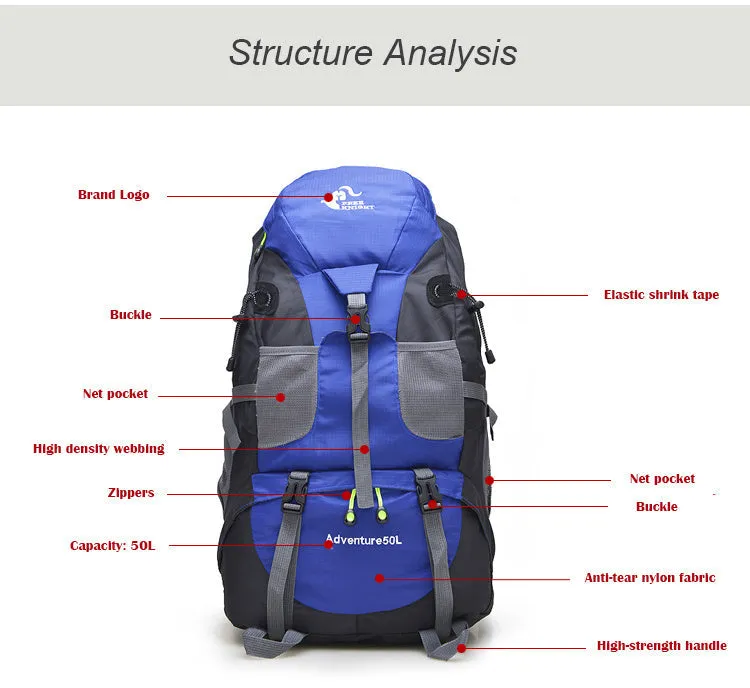 Waterproof Hiking Backpack for Women & Men - Outdoor Trekking, Camping, Hunting with Rain Cover