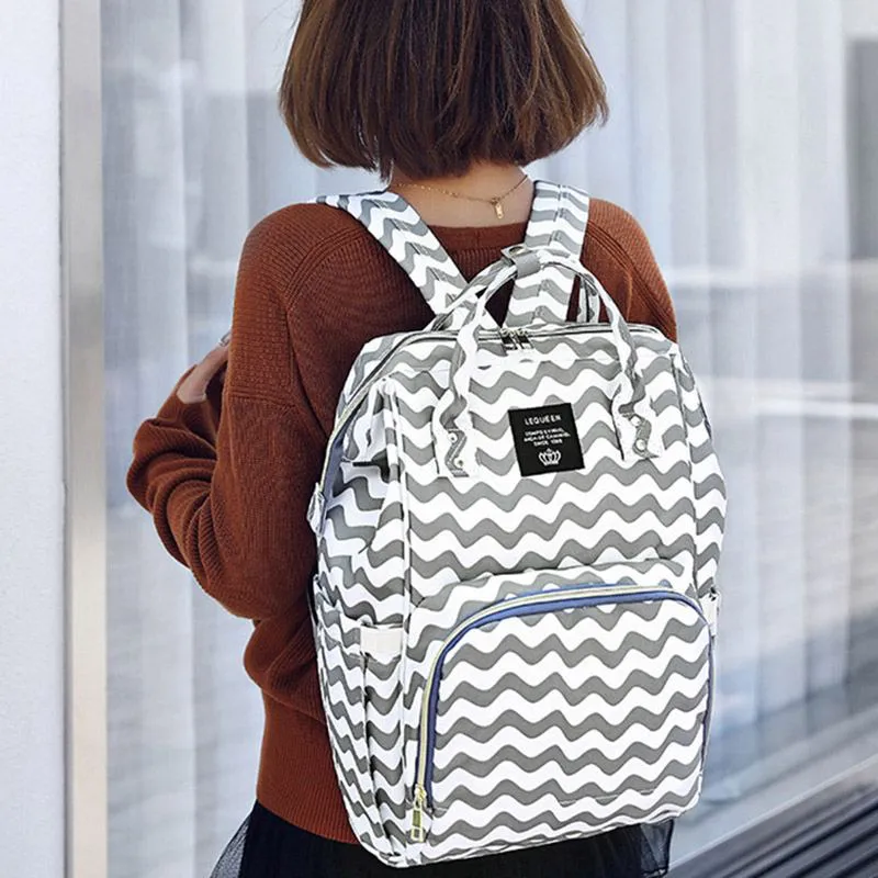 Waterproof Wave Print Diaper Bag