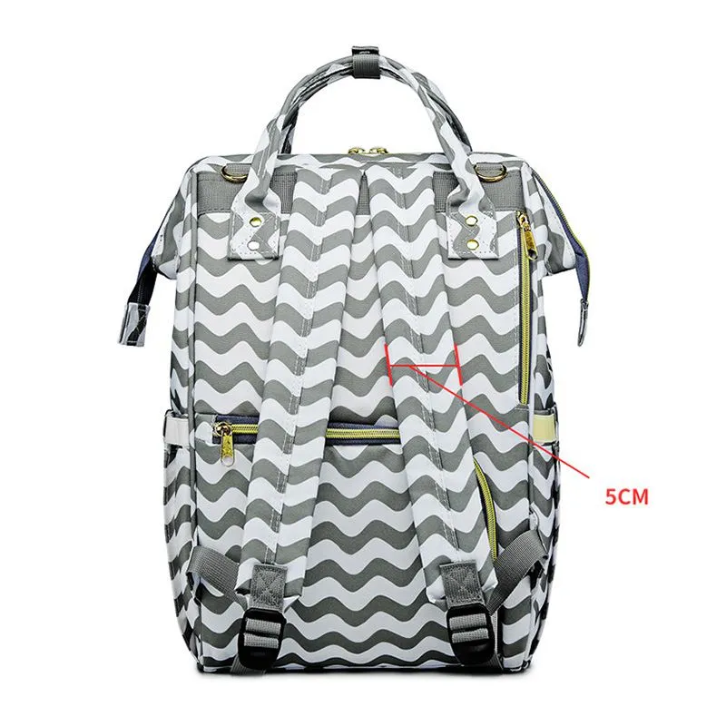 Waterproof Wave Print Diaper Bag