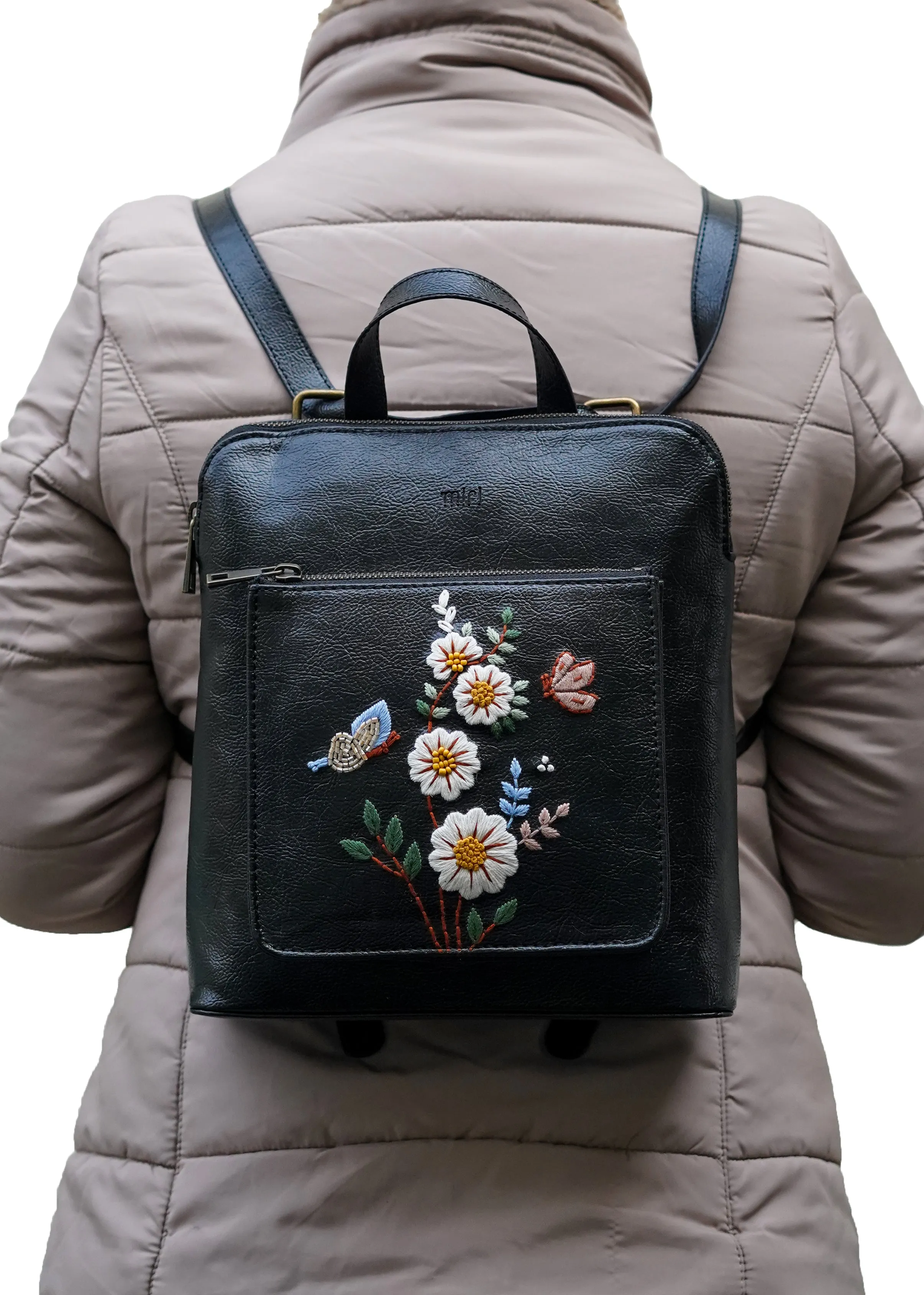 White Daisy Convertible Backpack cum Sling