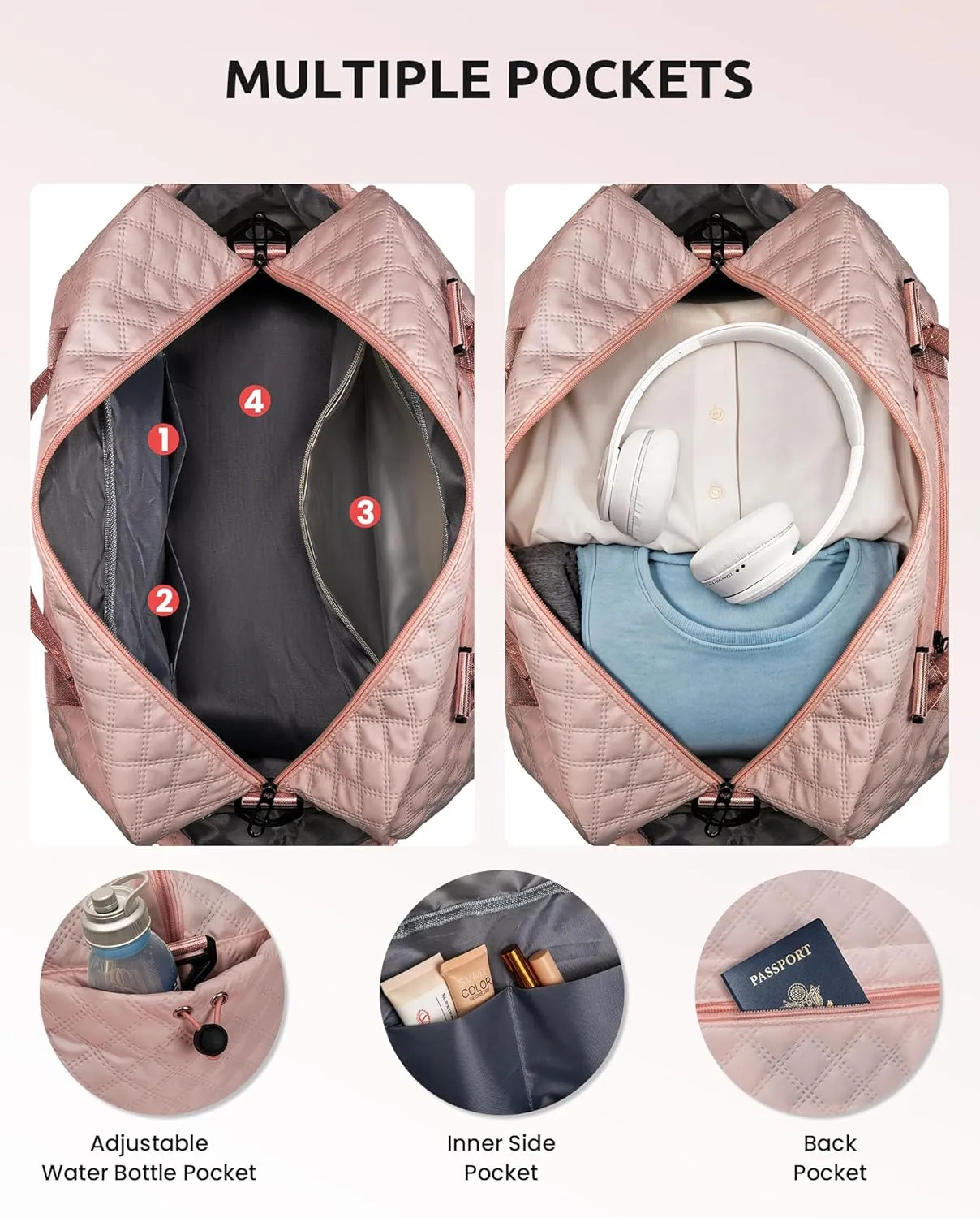 Women Gift-Birthday Gifts, Initial Duffle Bags with Shoe Compartment, Girls Weekender Bag, Overnight Tote for Women, Travel Bag with Makeup Pouch (Letter A)