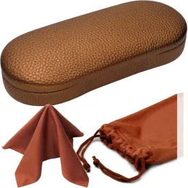 Women Glasses Case, Hard Shell Eyeglass Holder, Protective with lip for easy openning with drawstring pouch and cloth