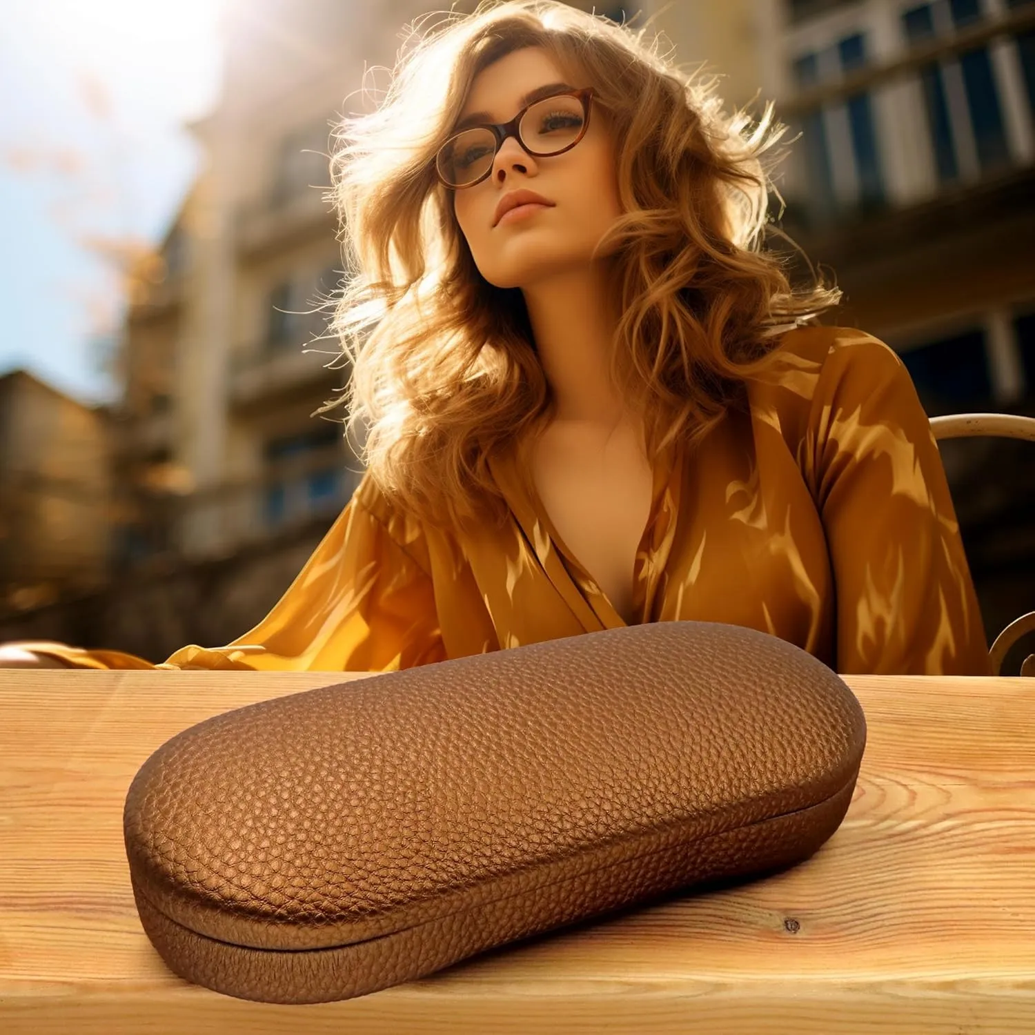 Women Glasses Case, Hard Shell Eyeglass Holder, Protective with lip for easy openning with drawstring pouch and cloth