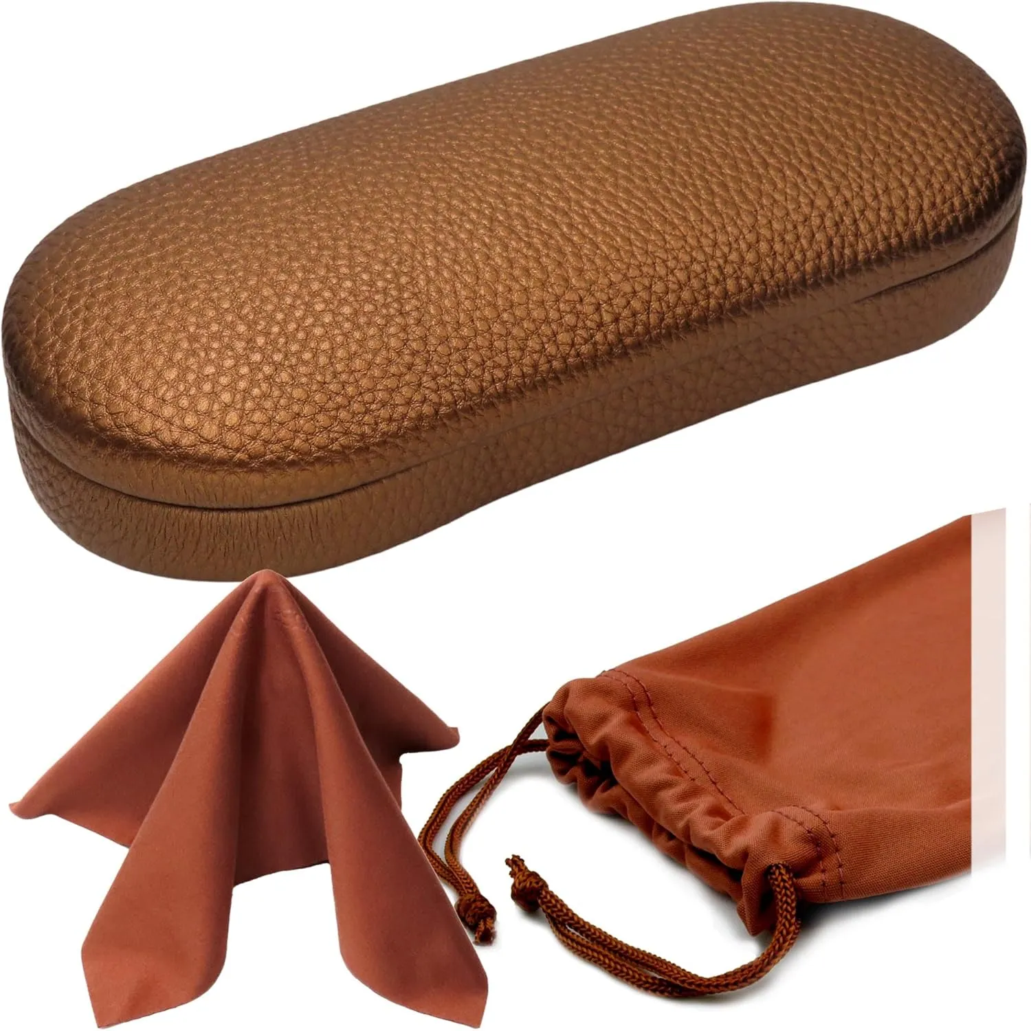 Women Glasses Case, Hard Shell Eyeglass Holder, Protective with lip for easy openning with drawstring pouch and cloth