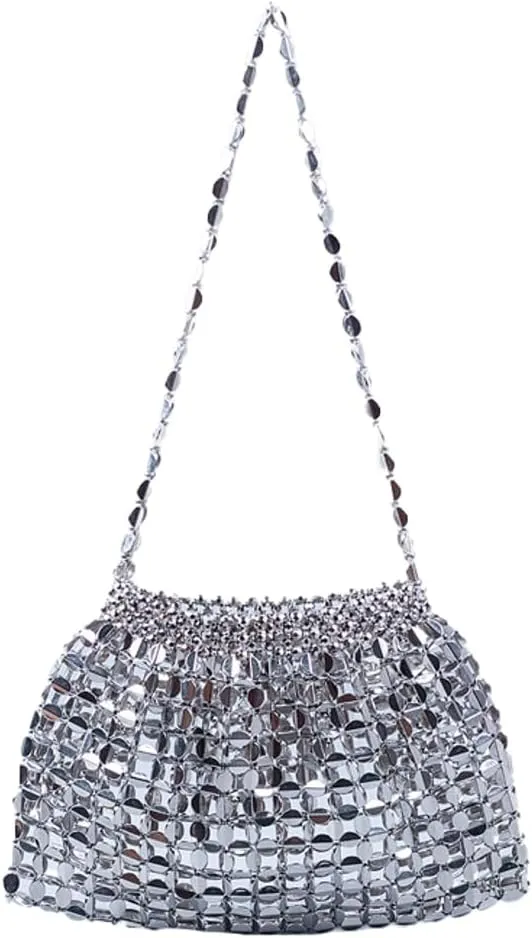 Womens Glossy Beaded Acrylic Shoulder Crossbody Bag Y2k Evening Handmade Dumpling Purses Handbag Clutch for Party