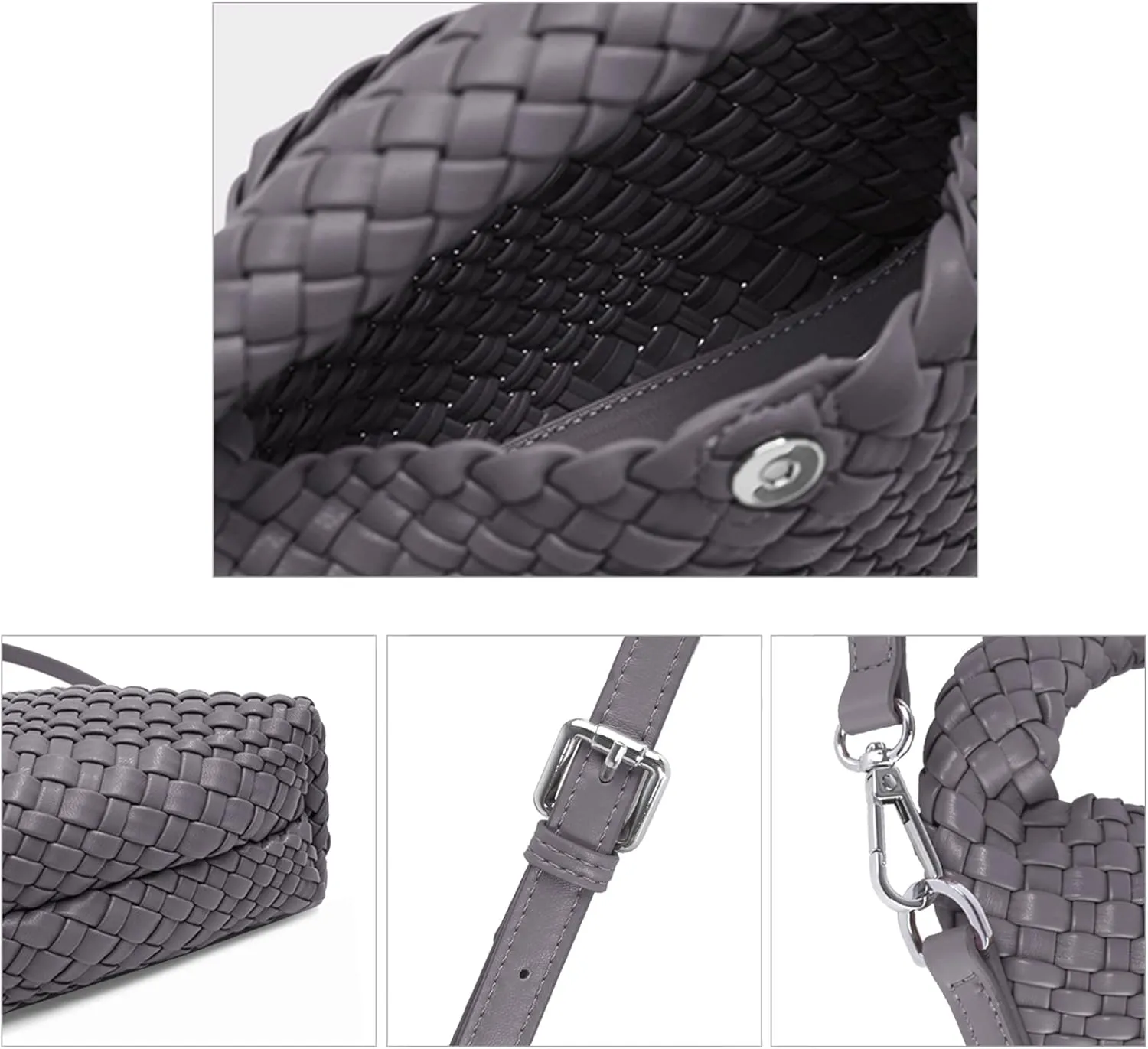 Woven Purse For Women, Small Crossbody Tote Bag with Detachable Shoulder Strap, Girls Top Handle Handbag