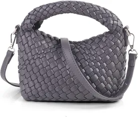 Woven Purse For Women, Small Crossbody Tote Bag with Detachable Shoulder Strap, Girls Top Handle Handbag