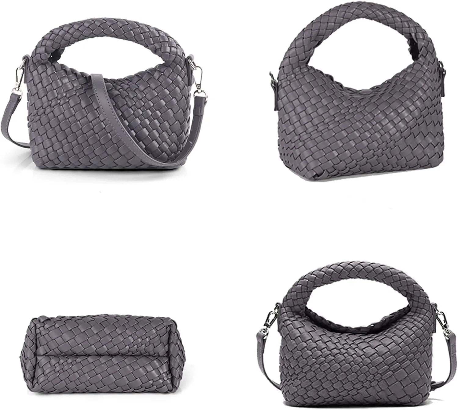 Woven Purse For Women, Small Crossbody Tote Bag with Detachable Shoulder Strap, Girls Top Handle Handbag
